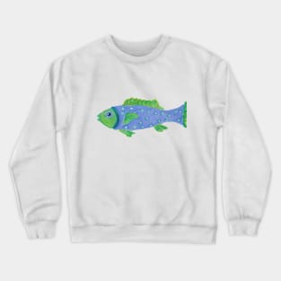 blue fish painting Crewneck Sweatshirt